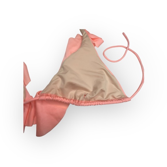 Shoshanna ☀︎︎ Flutter Halter Bikini Set with String Side Tie Detail ☀︎︎ Coral XL - Picture 10 of 16